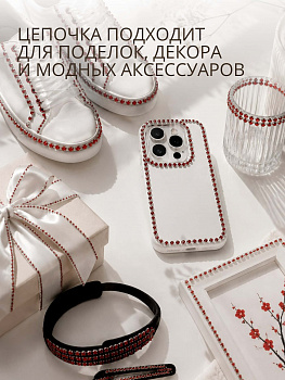 Цепь со стразами арт.TBY.06.SS10-6, цв.RED/SILVER, 3 мм, уп.9,14м (10 ярдов)