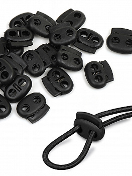 Фиксатор пластиковый для шнура TBY.0060.PP (23х20мм, 2 отв.5мм) цв.черный уп. 100шт