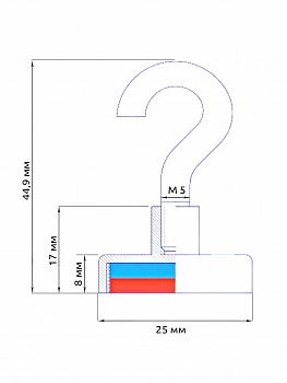 Крючок на неодимовом магните E25 TBY уп.2шт